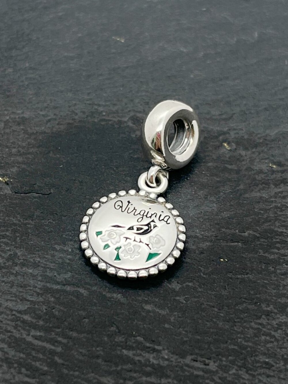 Pandora Virginia Cardinal Dogwood Dangle Charm Sterling Silver Jewelry